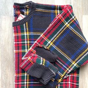 Vintage Tartan Plaid Cotton Knit Sweater